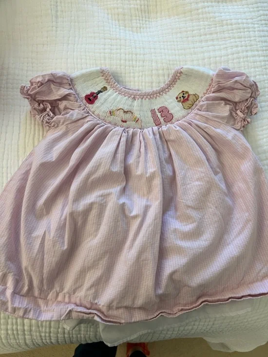 Little Sloans Smocked Girls' Taylor Swift Dress with Embroidered Detail - Picture 4 of 5